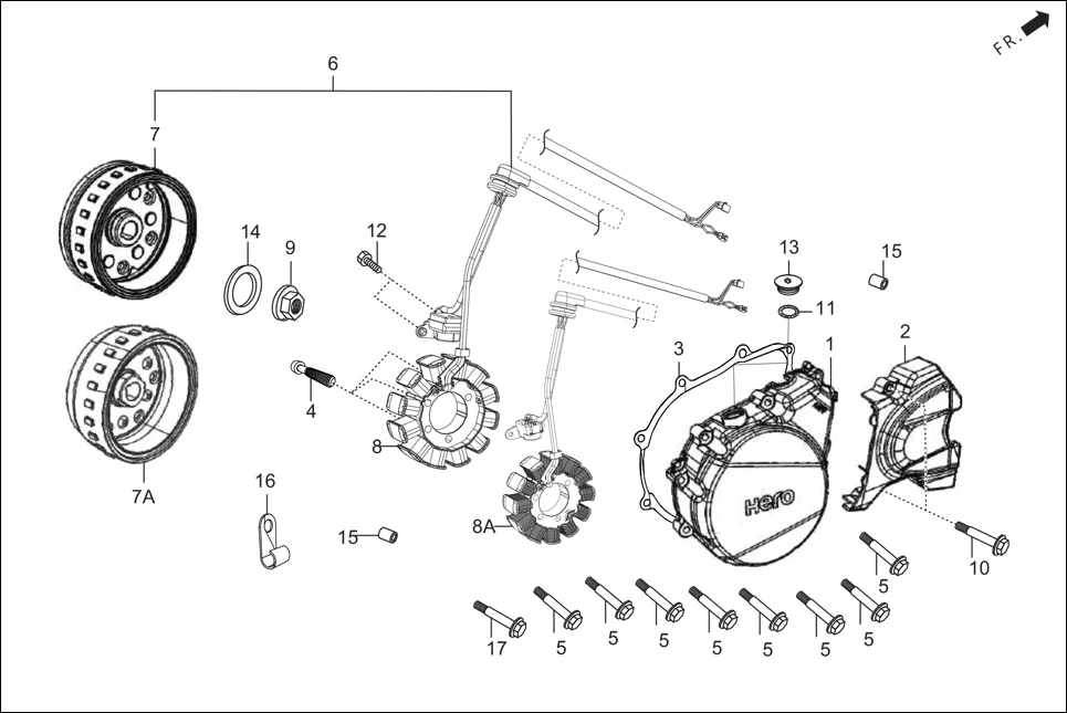 E-7A-DISC LEFT CRANKCASE COVER/A.C. GEN. ASSY./SELF START