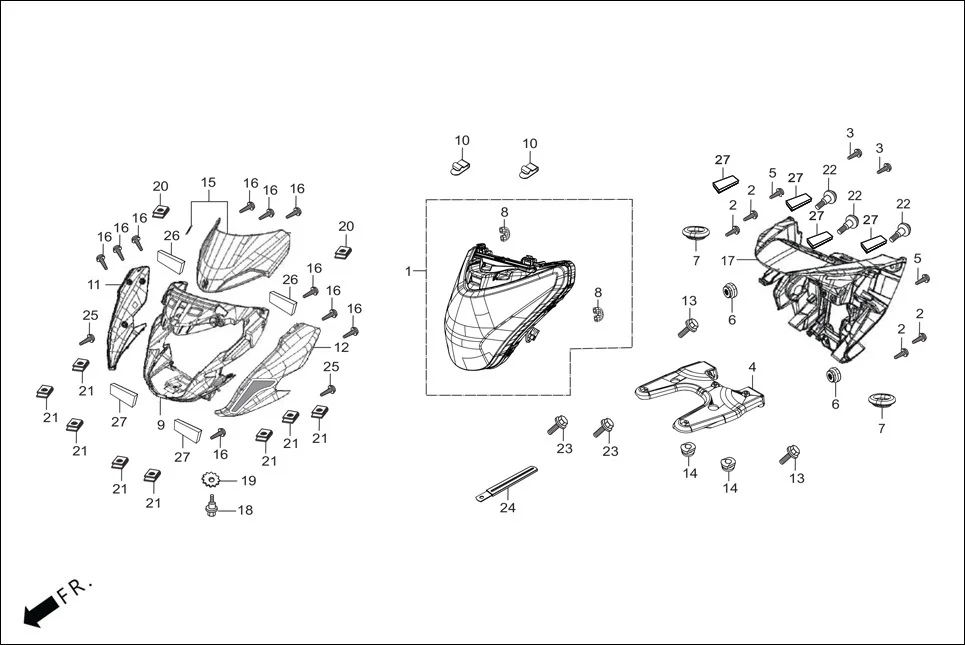 F-1-DISC HEAD LIGHT assembly diagram for Hero Glamour BSVI Techno OBD II(Jan,2023)