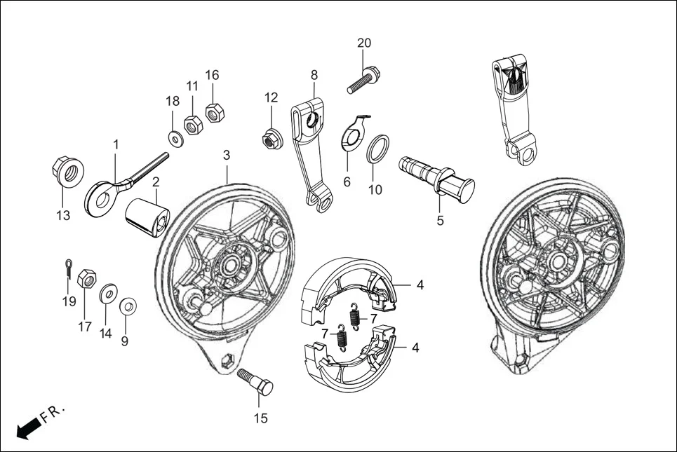 F-10-DRUM REAR BRAKE PANEL assembly diagram for Hero Glamour BSVI Techno OBD II(Jan,2023)