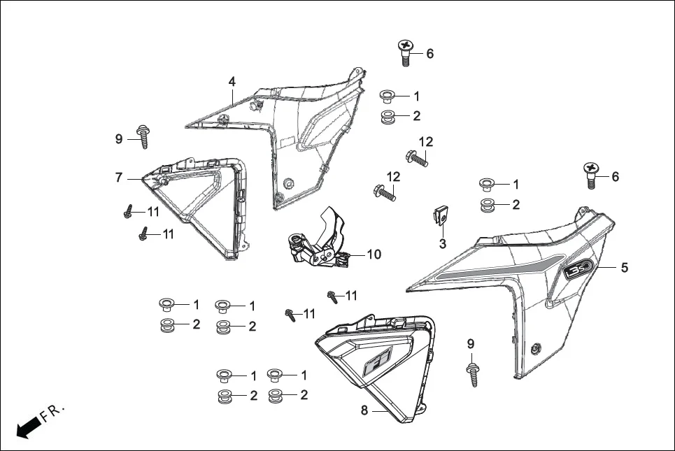 F-14 SIDE COVER diagram showing 83594-AAN-B00