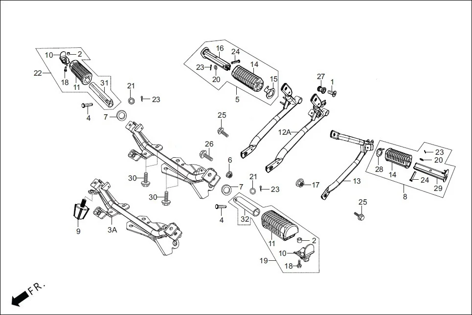F-17-DISC STEP ASSY./PILLION STEP. assembly diagram for Hero Glamour BSVI Techno OBD II(Jan,2023)