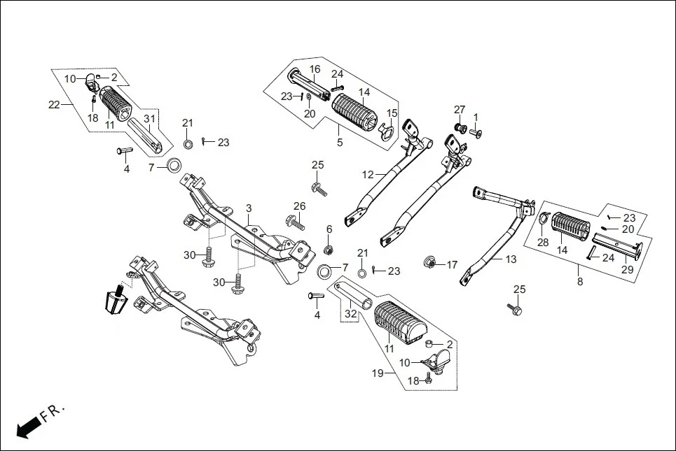 F-17-DRUM STEP ASSY./PILLION STEP. assembly diagram for Hero Glamour BSVI Techno OBD II(Jan,2023)