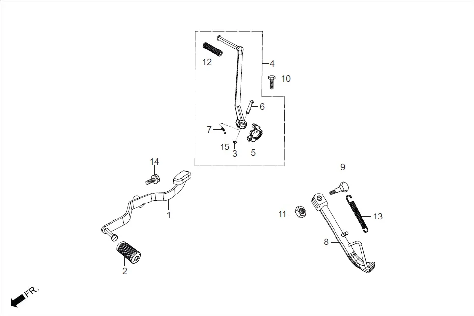 F-17A KICK STARTER/GEAR CHANGE PEDAL/SIDE STAND/ assembly diagram for Hero Glamour BSVI Techno OBD II(Jan,2023)