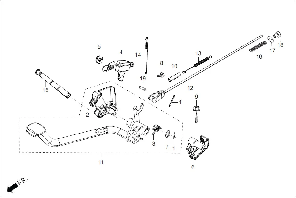 F-18B-DRUM PEDAL BRAKE/CBS ASSY.(DRUM) assembly diagram for Hero Glamour BSVI Techno OBD II(Jan,2023)