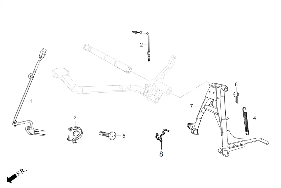 F-18 MAIN STAND/PEDAL BRAKE assembly diagram for Hero Glamour BSVI Techno OBD II(Jan,2023)