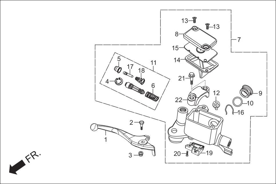 F-3A-DISC FRONT DISC BRAKE ASSY. (MASTER CYL.) assembly diagram for Hero Glamour BSVI Techno OBD II(Jan,2023)