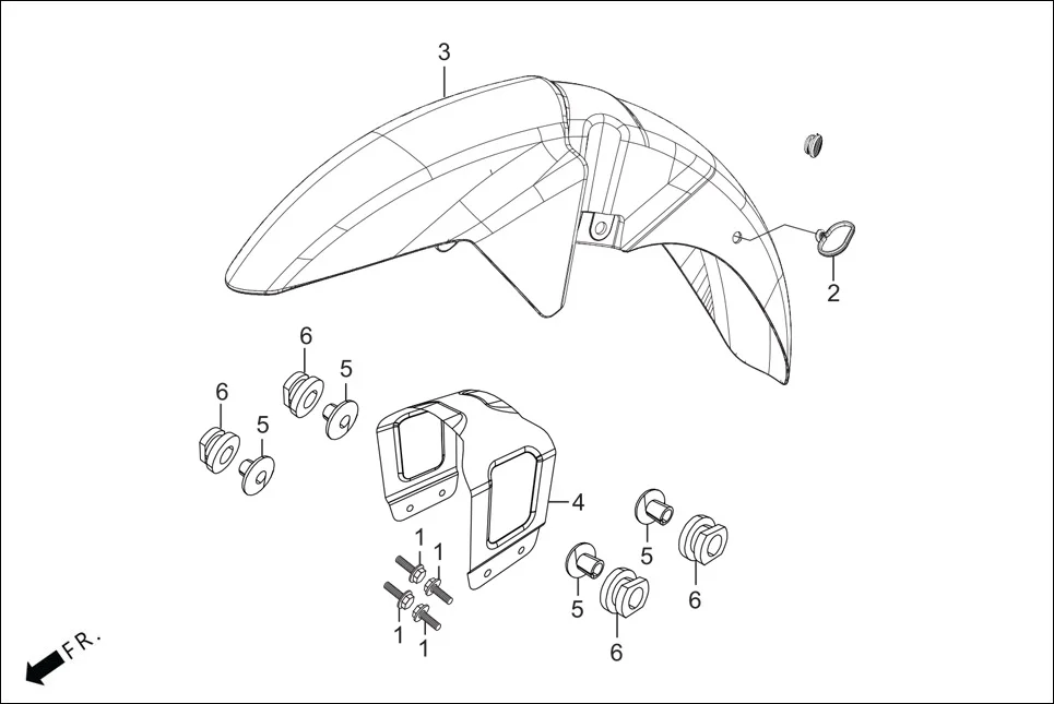 F-6-DRUM FRONT FENDER assembly diagram for Hero Glamour BSVI Techno OBD II(Jan,2023)
