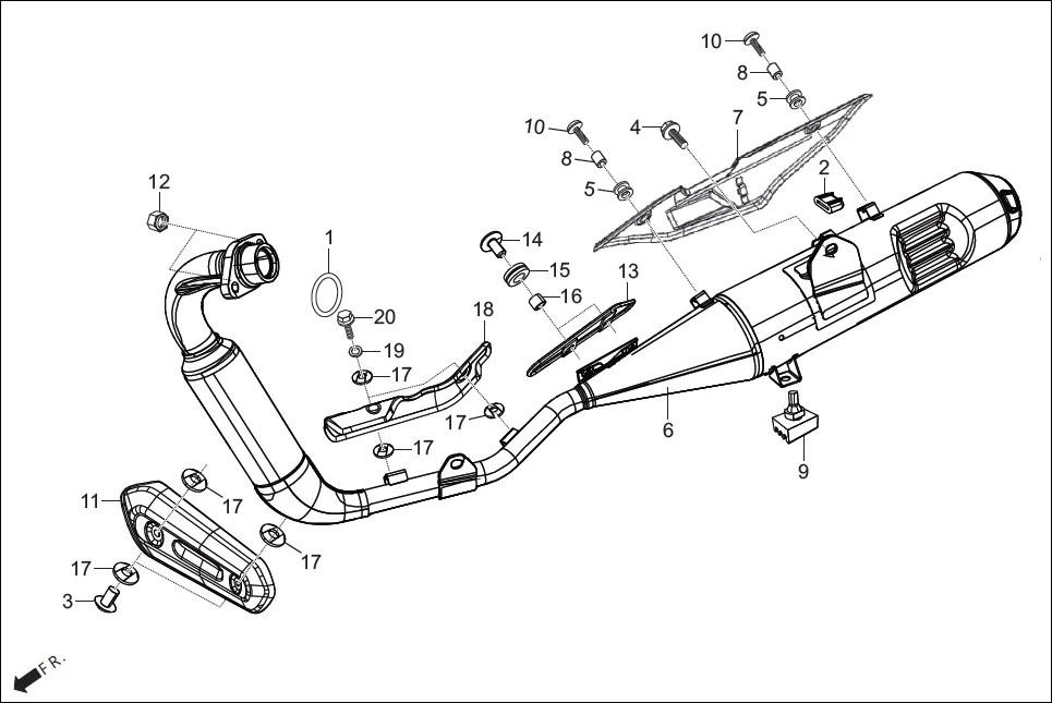 F-16 MUFFLER diagram showing 96001-06010-07