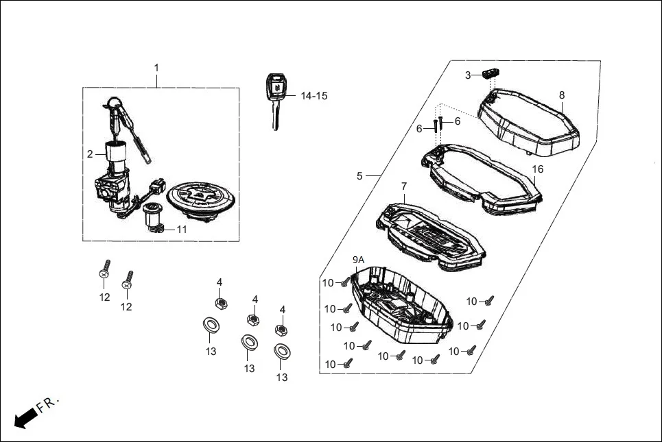 F-2-DRUM SPEEDOMETER/CABLE/KEY SET diagram showing ACLPA7Y00000099G