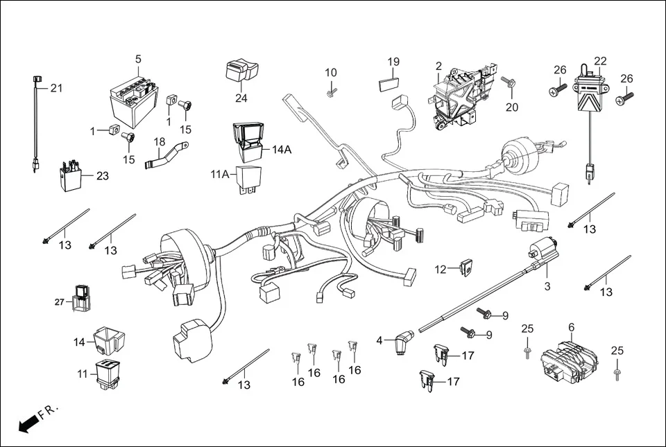 F-24 WIRE HARNESS/BATTERY diagram showing 95701-06016-00