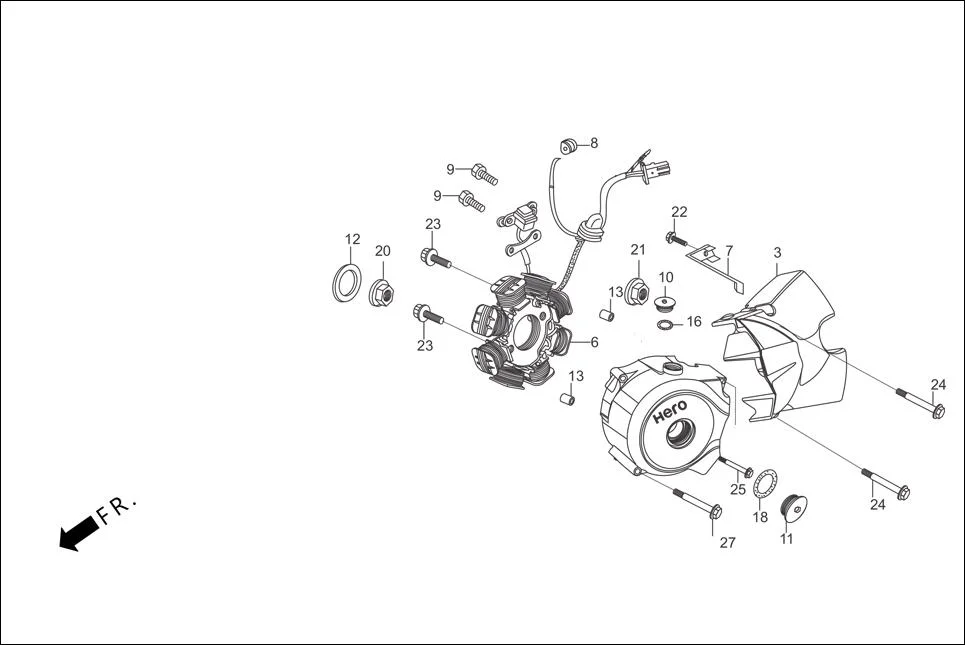 E-7-SELF LEFT CRANK CASE COVER / A.C. GEN.ASSY.