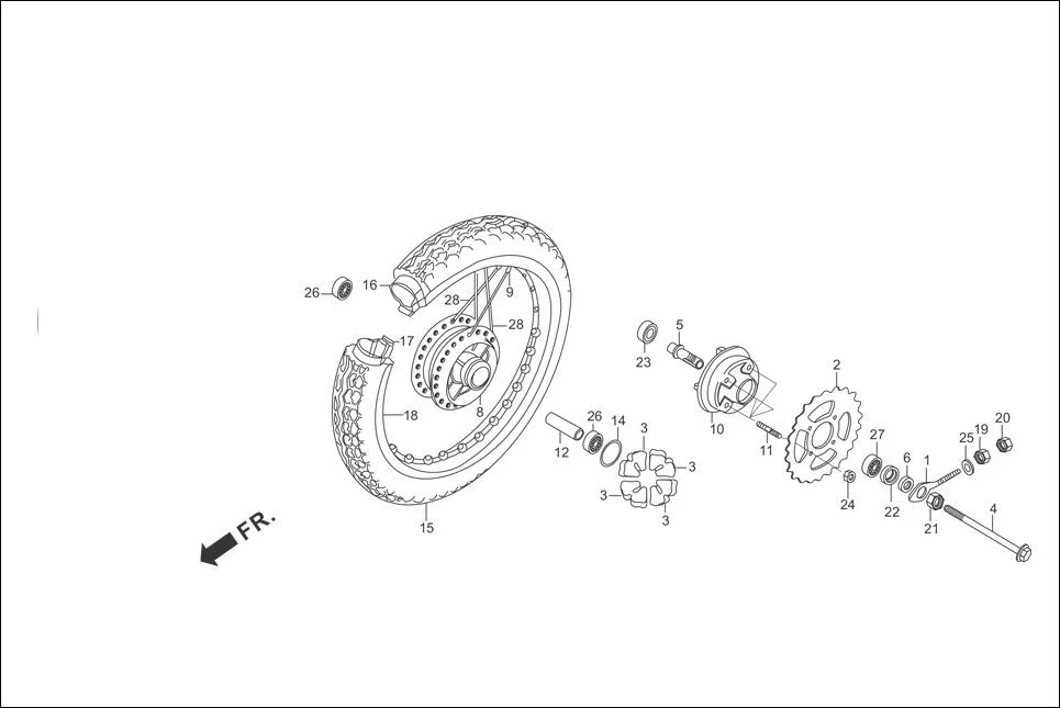 F-11-SPOKE REAR WHEEL diagram showing 42601-KST-940