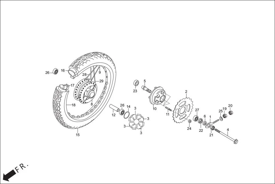 F-11-SPOKE REAR WHEEL diagram showing 90302-KBP-900