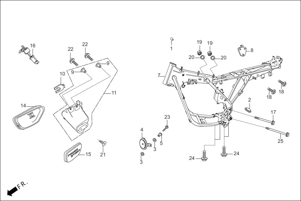 F-25-SELF FRAME BODY/UTILITY BOX assembly diagram for Hero HF Deluxe (Apr, 2015)