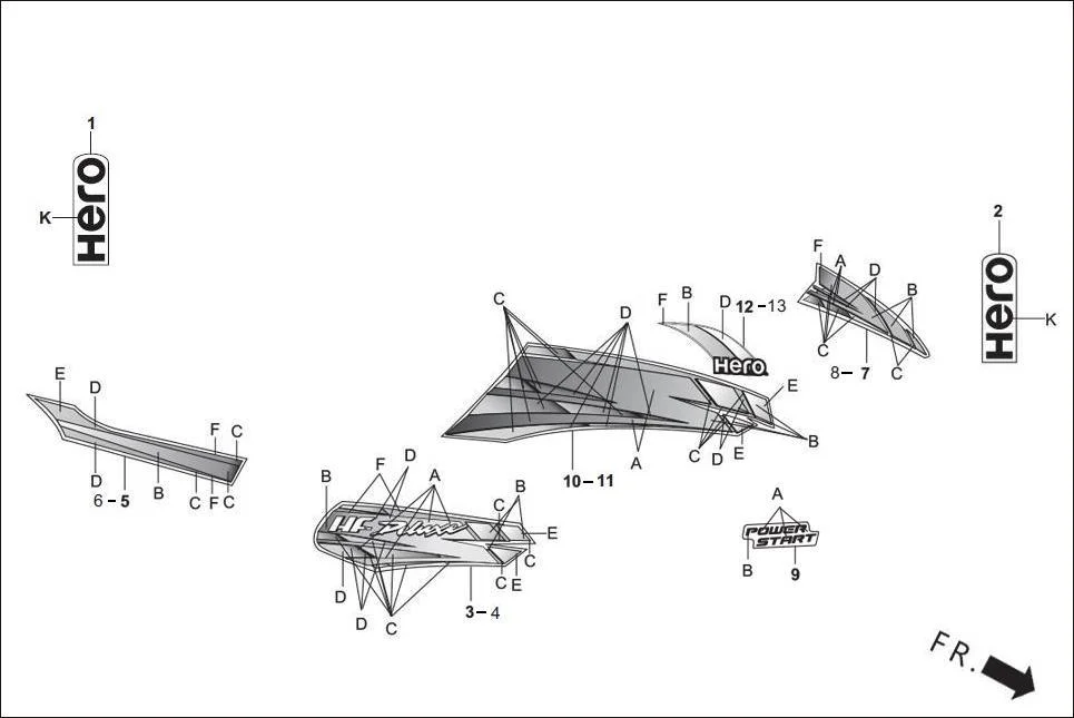 F-27-SELF STRIPES/MARKS diagram showing 86407-AAH-100R