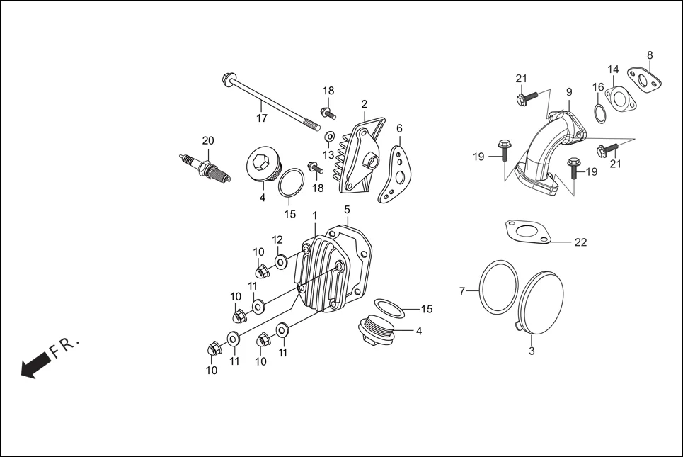 E-1 CYLINDER HEAD COVER/INLET PIPE