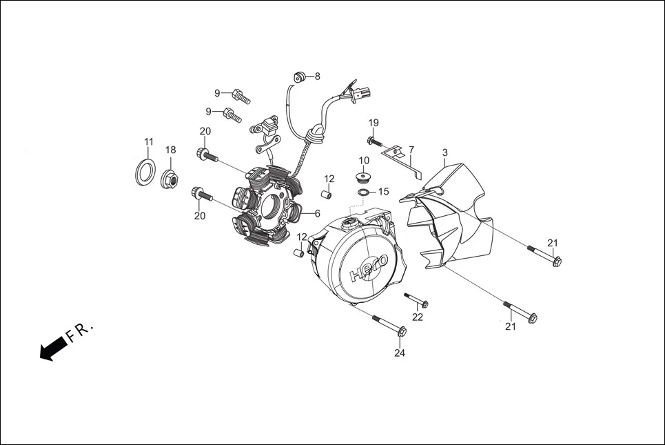 E-7-SELF LEFT CRANKCASE COVER/A.C. GEN. ASSY.