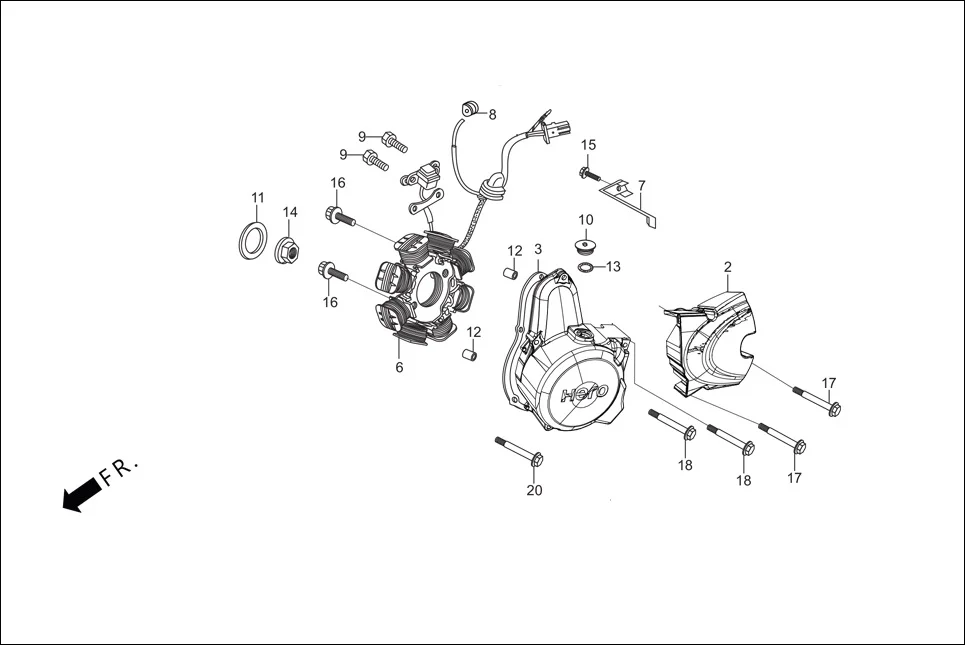 E-7A-KICK LEFT CRANKCASE COVER/A.C. GEN. ASSY. (SELF START)