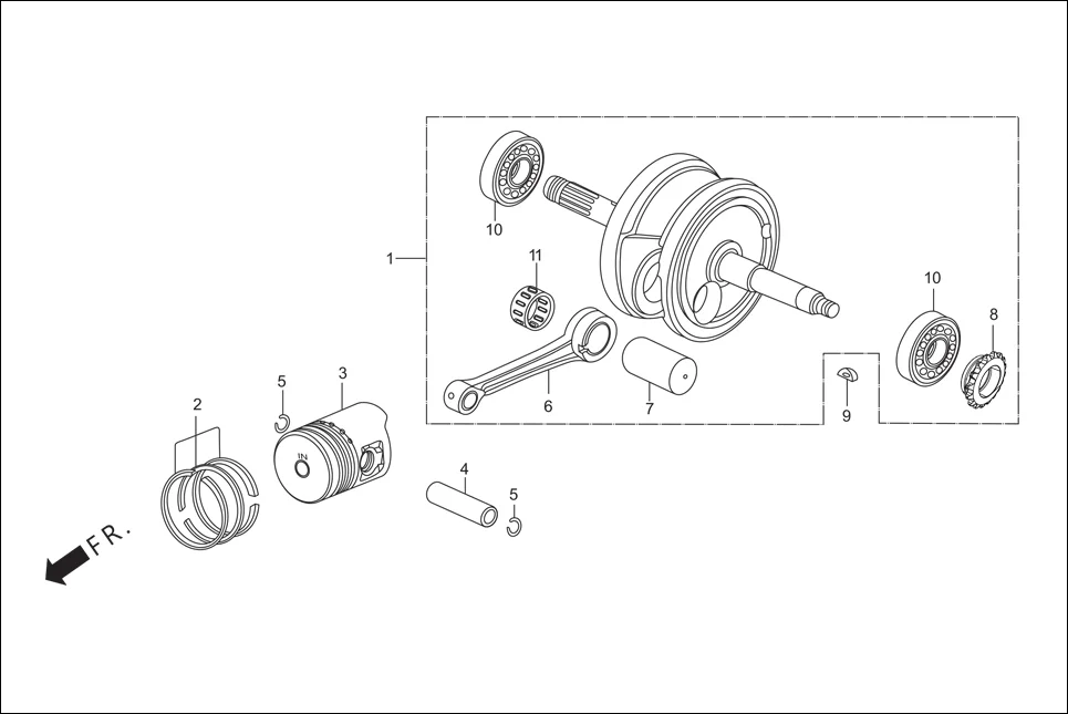 E-9 CRANKSHAFT/PISTON