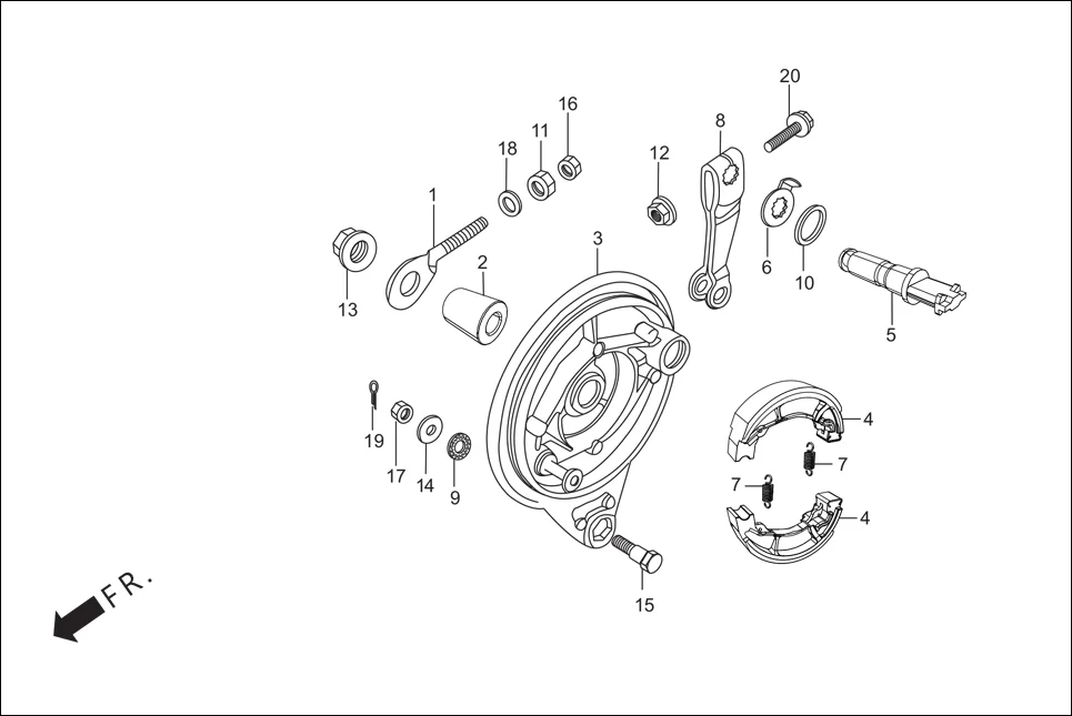 F-10 REAR BRAKE PANEL diagram showing 94002-08000-0S
