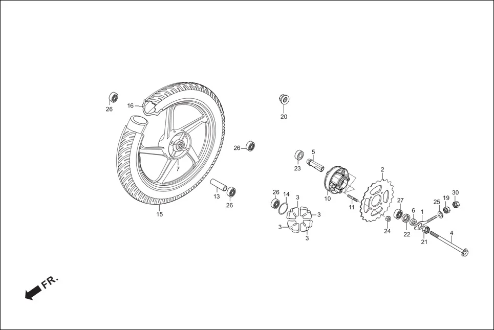 F-11-CAST REAR WHEEL diagram showing 42711-KTC-902
