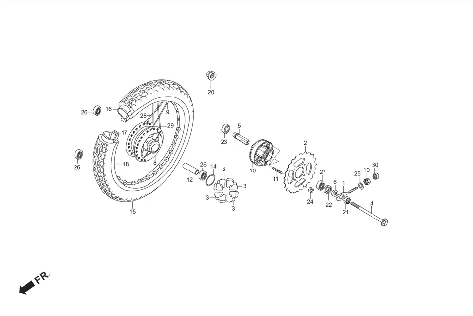 F-11-SPOKE REAR WHEEL diagram showing 42601-KST-940