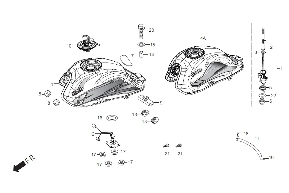 F-13 FUEL TANK diagram showing 16967-MA2-770