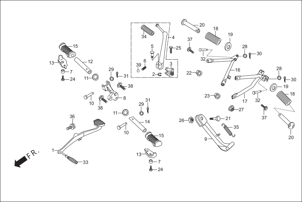 F-17 STEP ASSY./KICK STARTER/GEAR CHANGE PEDAL/SIDE STAND/PILLION STEP diagram showing 95701-06020-00