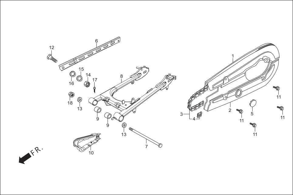 F-19 REAR FORK/CHAIN CASE diagram showing 94101-08000