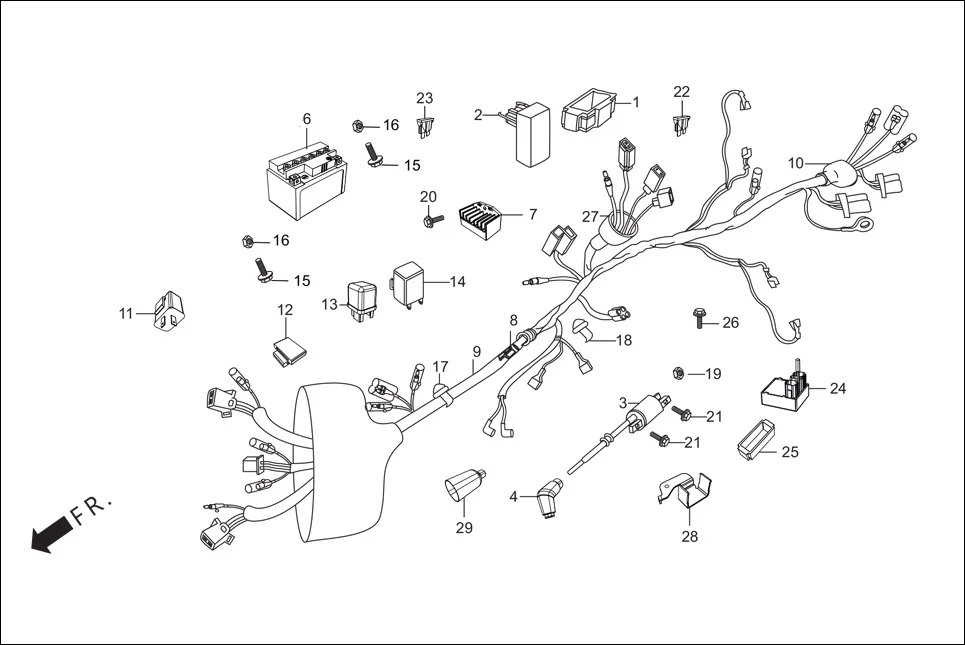 F-24-KICK WIRE HARNESS/BATTERY diagram showing 31500-KWS-801