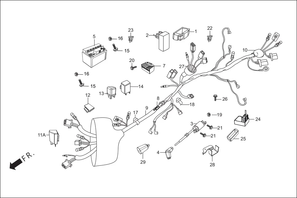 F-24-i3S WIRE HARNESS/BATTERY diagram showing 30460-AAF-040