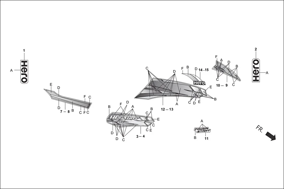 F-27-SELF STRIPES/MARK diagram showing 86407-AAH-100R