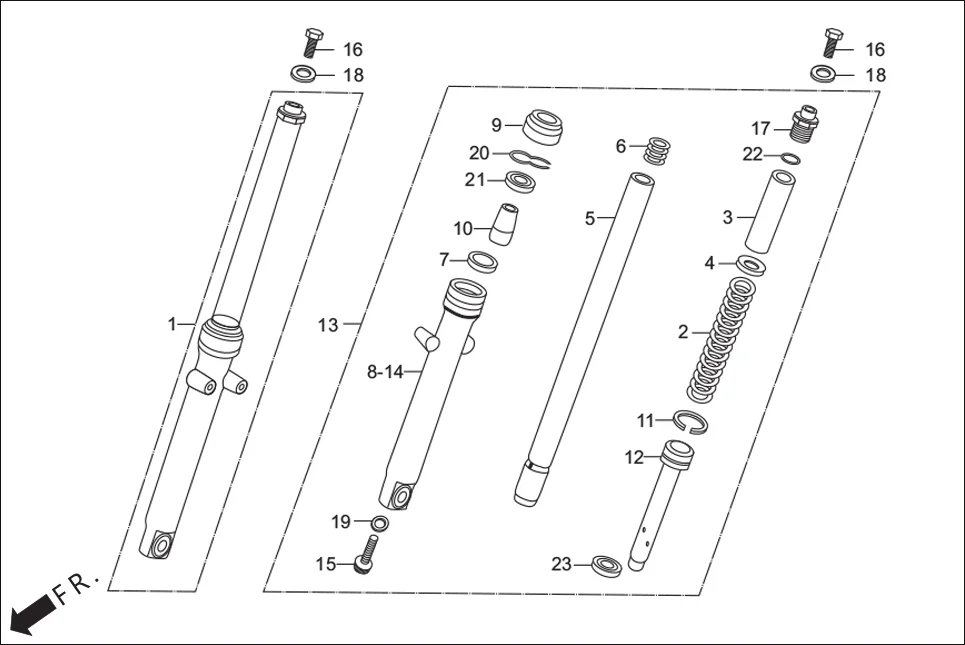 F-7 FRONT FORK diagram showing 91202-KTL-741