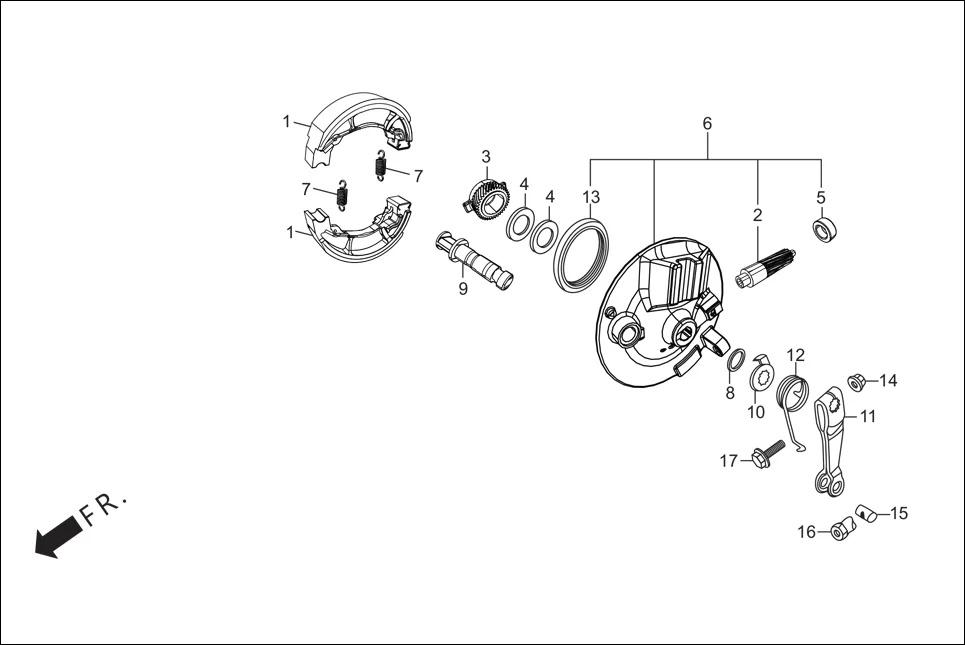F-8 FR. BRAKE PANEL assembly diagram for Hero HF Deluxe (Dec, 2016)