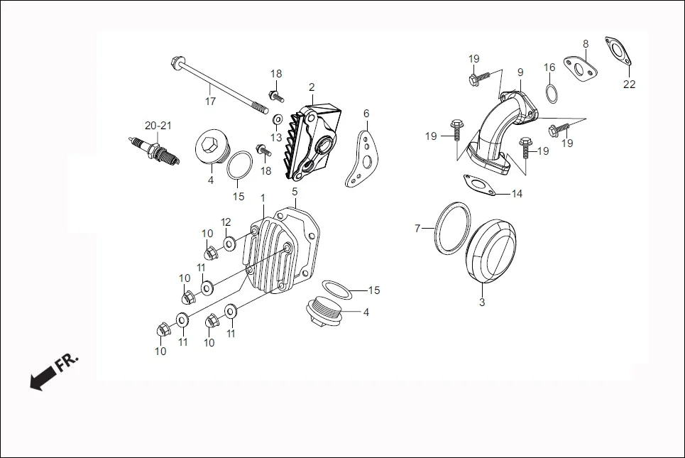 E-1 CYLINDER HEAD COVER/INLET PIPE