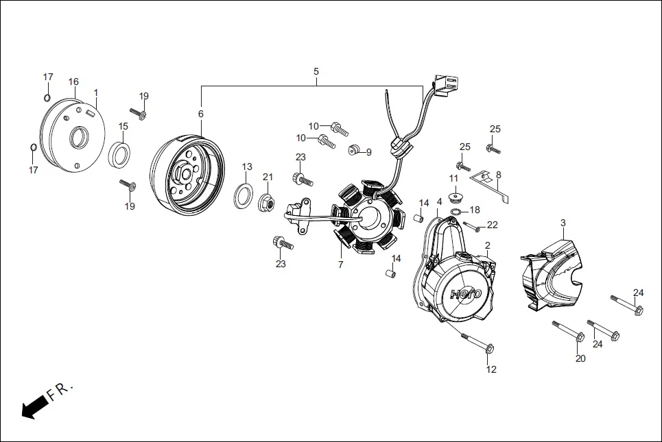 E-7A LEFT CRANKCASE COVER/A.C. GEN. ASSY. (SELF START)