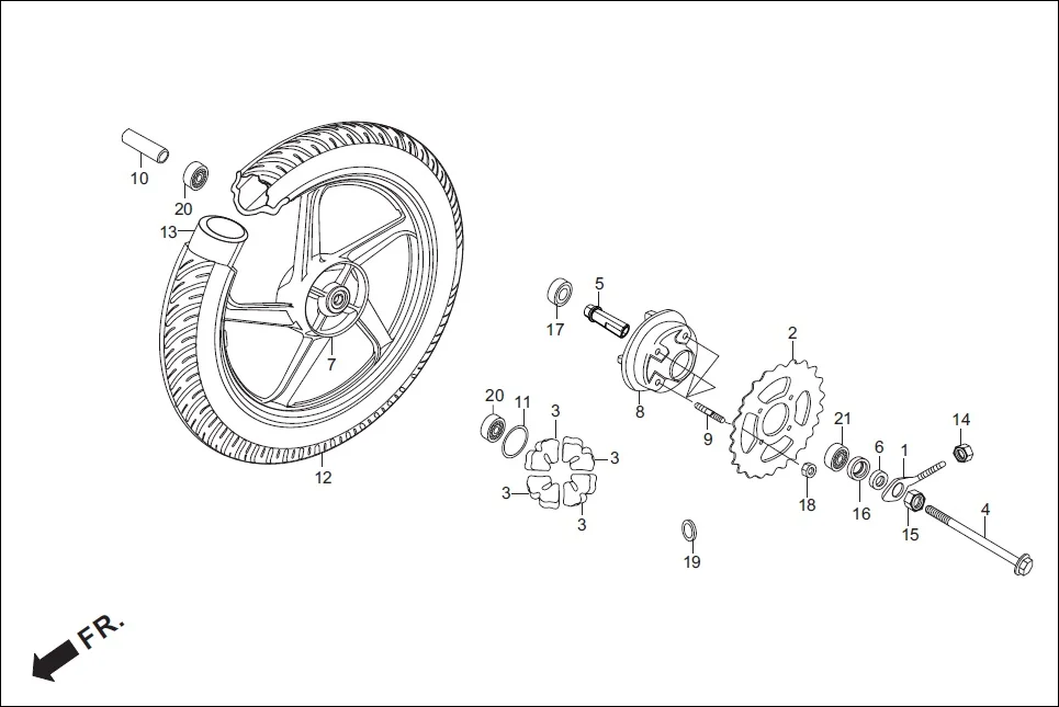 F-11 REAR WHEEL diagram showing 90302-KBP-900
