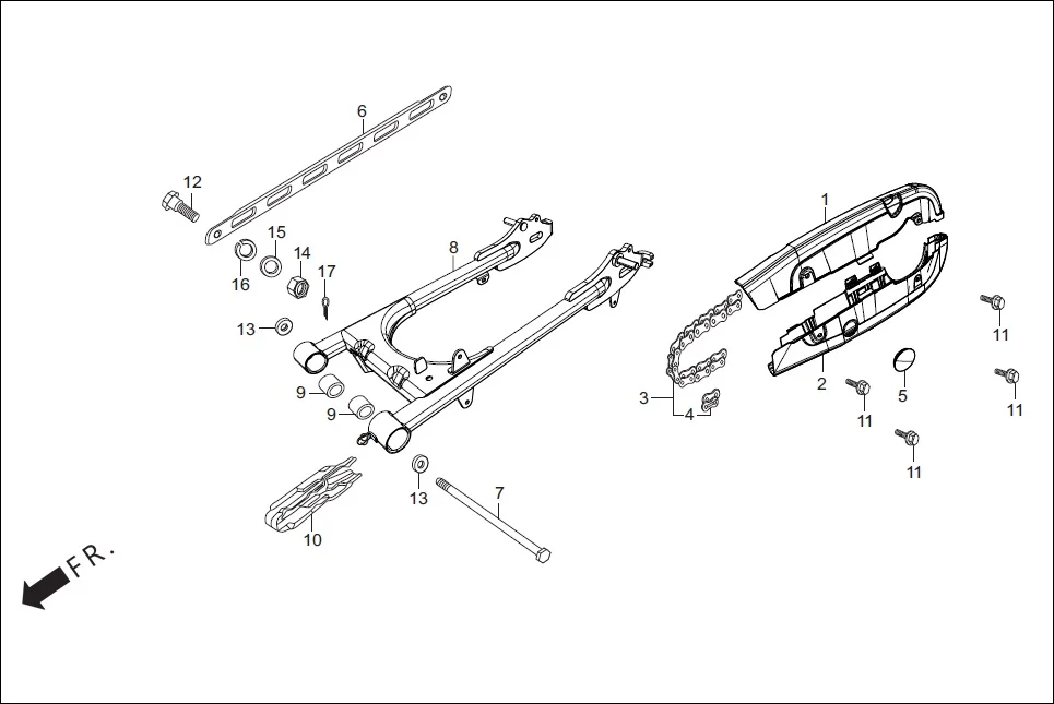 F-19 REAR FORK/CHAIN CASE diagram showing 94201-20150