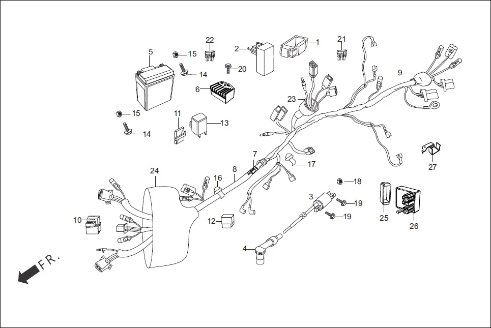 F-24A-i3S WIRE HARNESS/BATTERY (i3S) diagram showing 30460-AAF-040