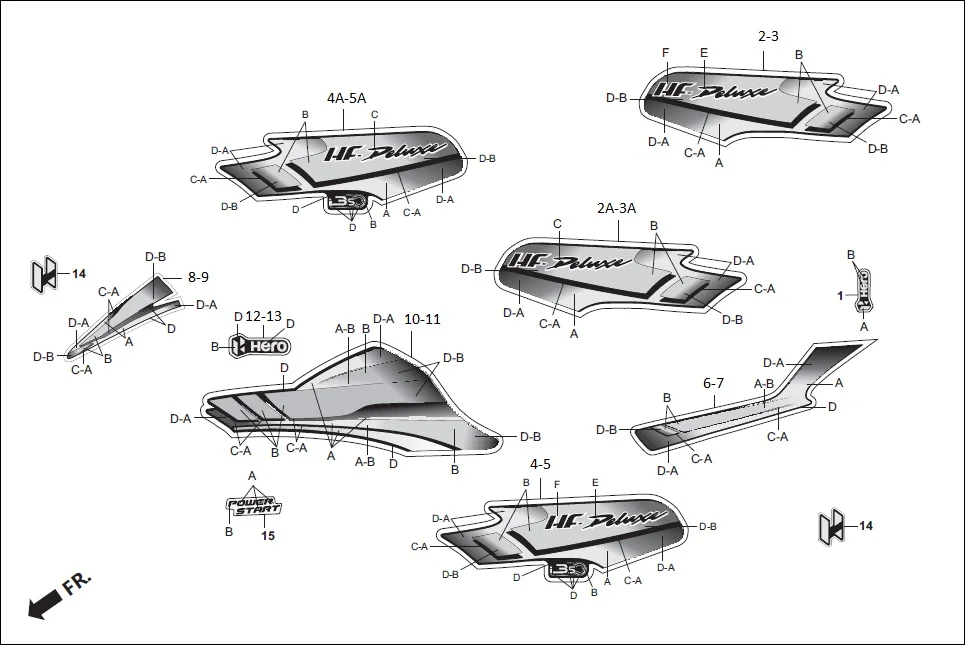 F-27A STRIPES/MARKS diagram showing 86830-AAF-400