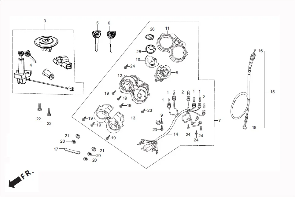 F-2 SPEEDOMETER/CABLE/KEY SET diagram showing 61317-KCC-900