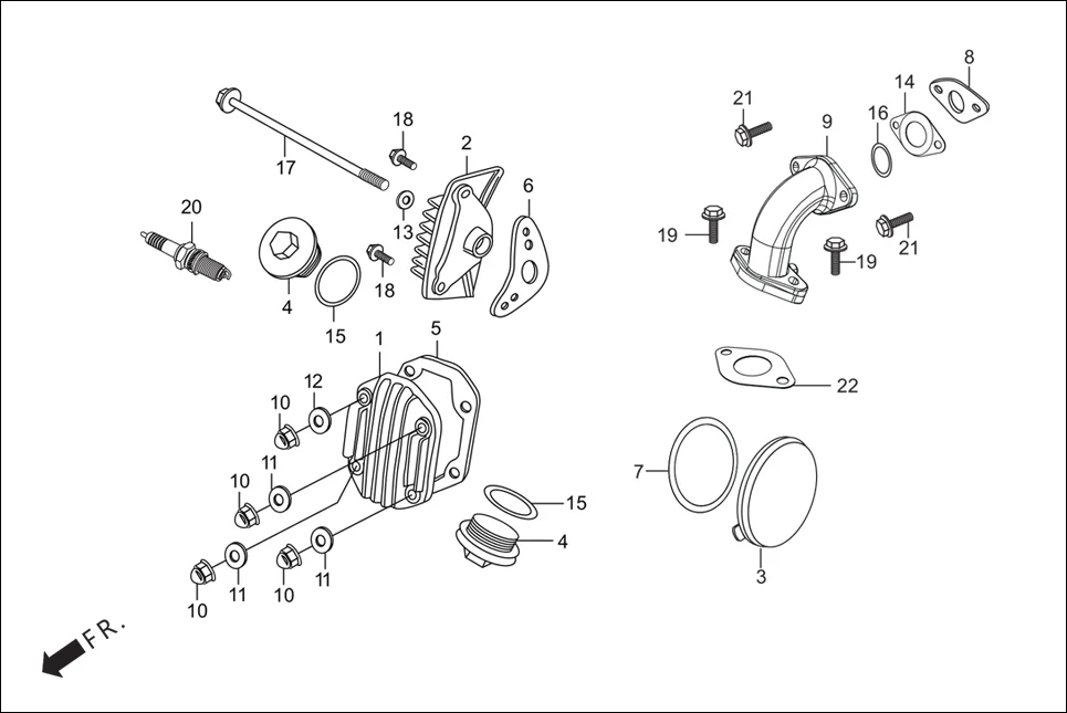 E-1 CYLINDER HEAD COVER/INLET PIPE