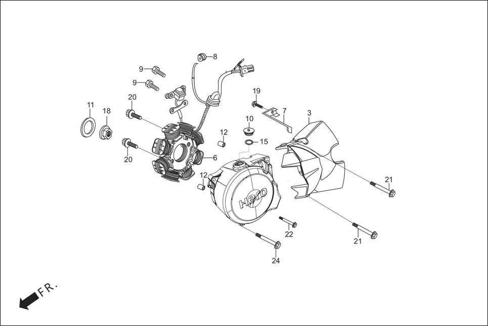 E-7-SELF LEFT CRANKCASE COVER/A.C. GEN. ASSY.