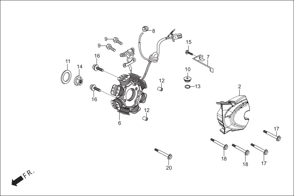 E-7A-KICK LEFT CRANKCASE COVER/A.C. GEN. ASSY. (SELF START)