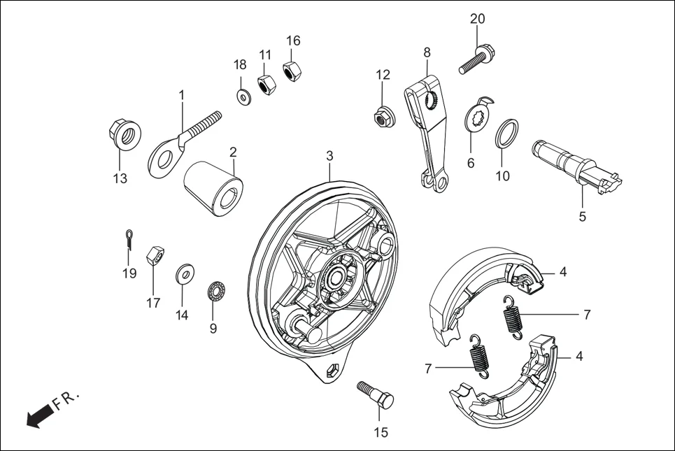 F-10 REAR BRAKE PANEL diagram showing 94201-20150