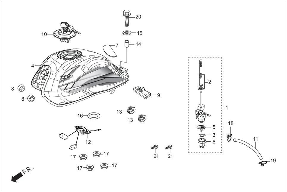 F-13 FUEL TANK diagram showing 95002-02100