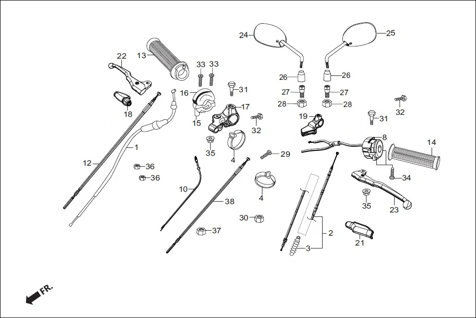 F-3-KICK HANDLE LEVER / SWITCH / CONTROL CABLE diagram showing 53172-KTC-900