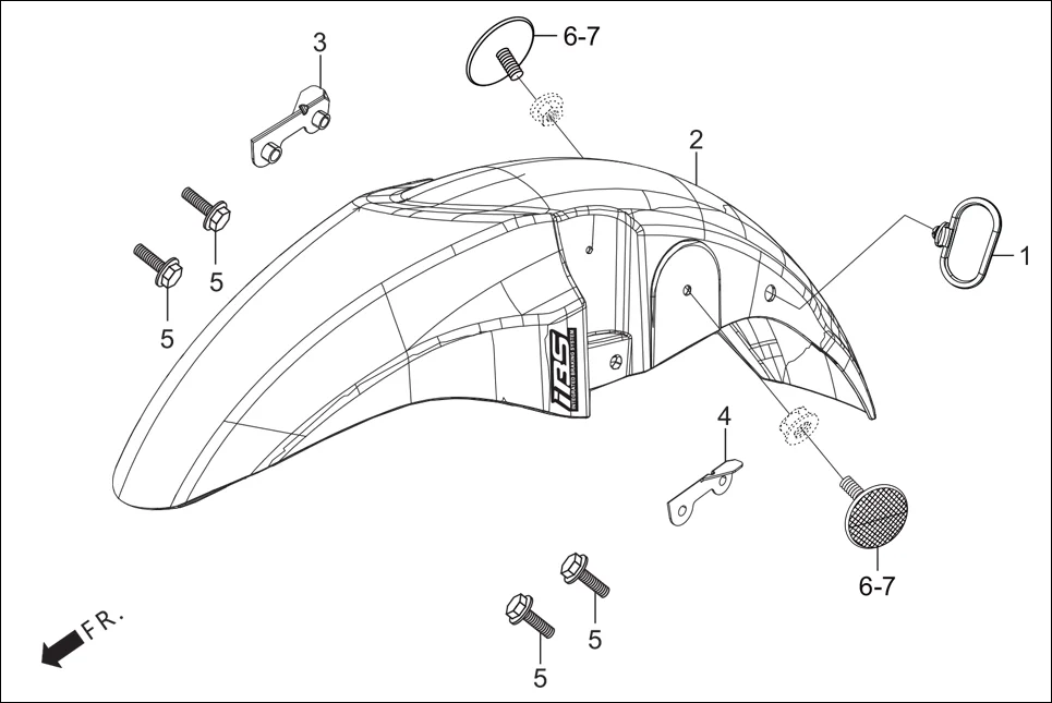 F-6 FRONT FENDER diagram showing 61103-KST-940