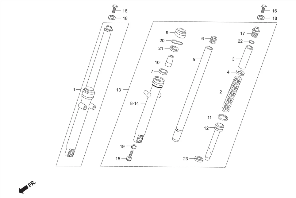 F-7 FRONT FORK diagram showing 91202-KTL-741