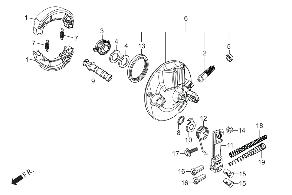 F-8 FR. BRAKE PANEL assembly diagram for Hero HF Deluxe iBS (Dec,2018)